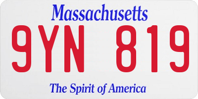 MA license plate 9YN819