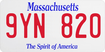 MA license plate 9YN820