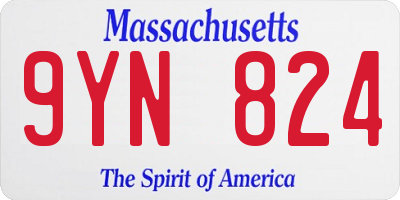 MA license plate 9YN824