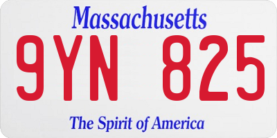 MA license plate 9YN825