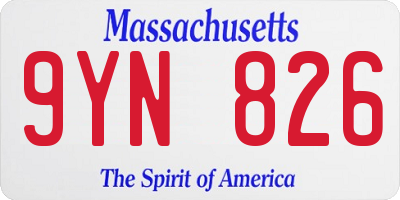 MA license plate 9YN826