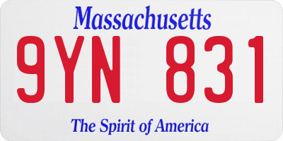 MA license plate 9YN831