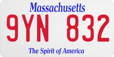 MA license plate 9YN832