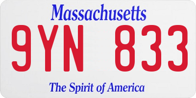 MA license plate 9YN833