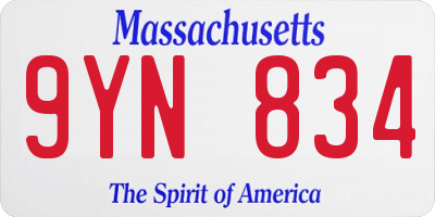 MA license plate 9YN834