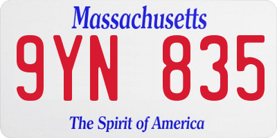 MA license plate 9YN835