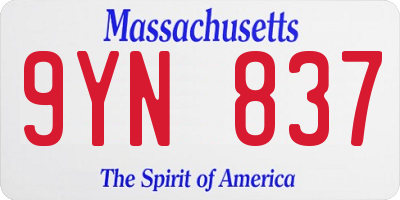 MA license plate 9YN837