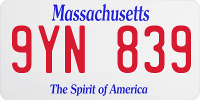 MA license plate 9YN839