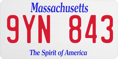 MA license plate 9YN843