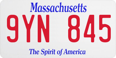 MA license plate 9YN845