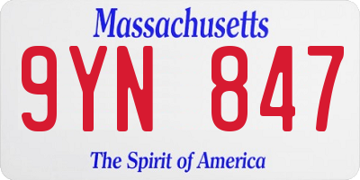 MA license plate 9YN847