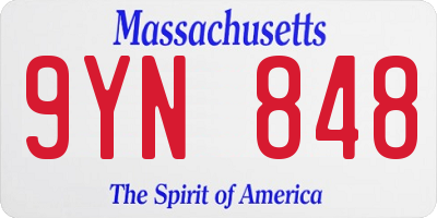 MA license plate 9YN848