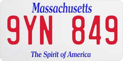MA license plate 9YN849
