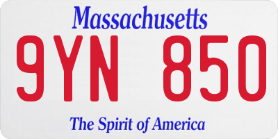 MA license plate 9YN850