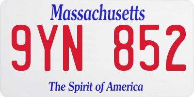 MA license plate 9YN852