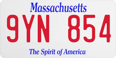 MA license plate 9YN854