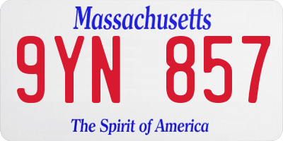 MA license plate 9YN857