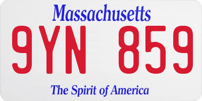 MA license plate 9YN859