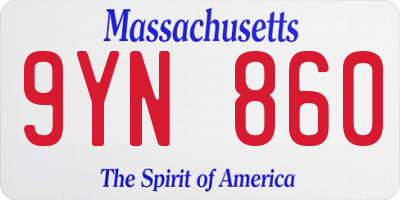 MA license plate 9YN860