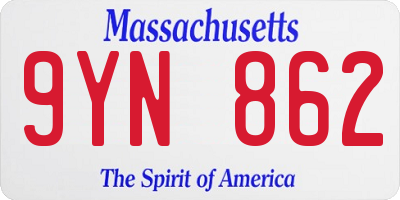 MA license plate 9YN862