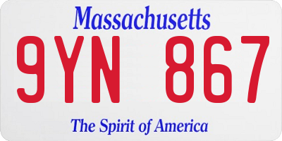 MA license plate 9YN867
