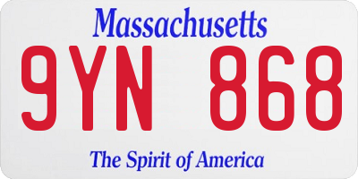 MA license plate 9YN868