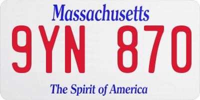 MA license plate 9YN870