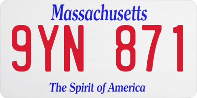 MA license plate 9YN871