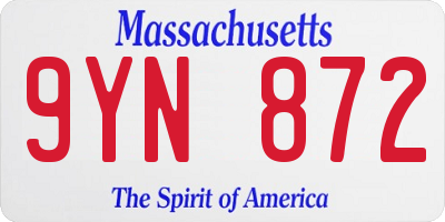 MA license plate 9YN872