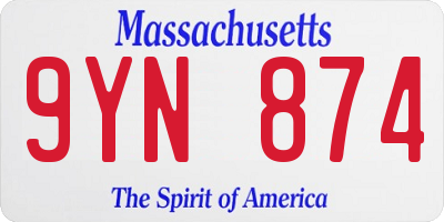 MA license plate 9YN874