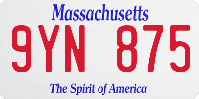 MA license plate 9YN875