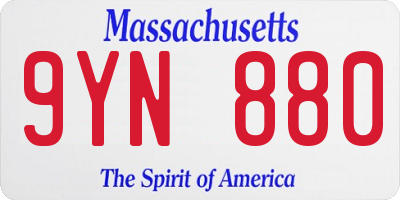MA license plate 9YN880
