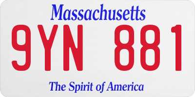 MA license plate 9YN881