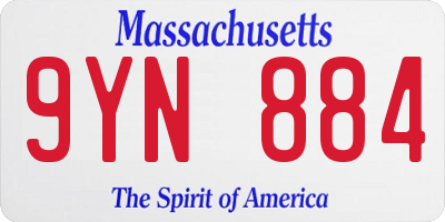 MA license plate 9YN884