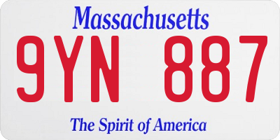 MA license plate 9YN887