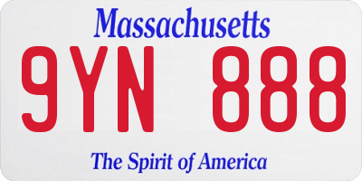 MA license plate 9YN888