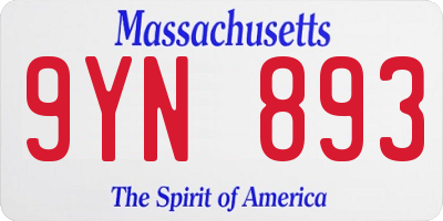 MA license plate 9YN893