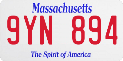 MA license plate 9YN894