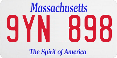 MA license plate 9YN898