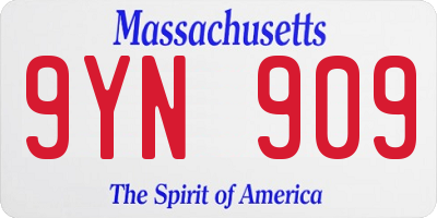 MA license plate 9YN909