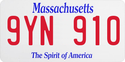 MA license plate 9YN910