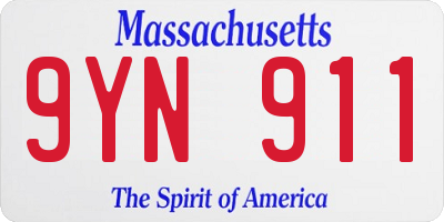 MA license plate 9YN911