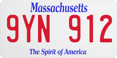 MA license plate 9YN912