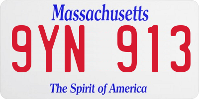 MA license plate 9YN913