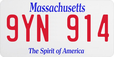 MA license plate 9YN914