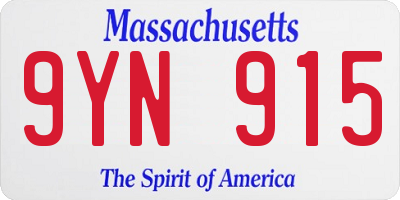 MA license plate 9YN915
