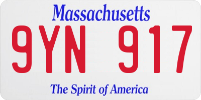 MA license plate 9YN917