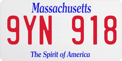 MA license plate 9YN918