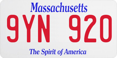 MA license plate 9YN920