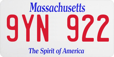 MA license plate 9YN922